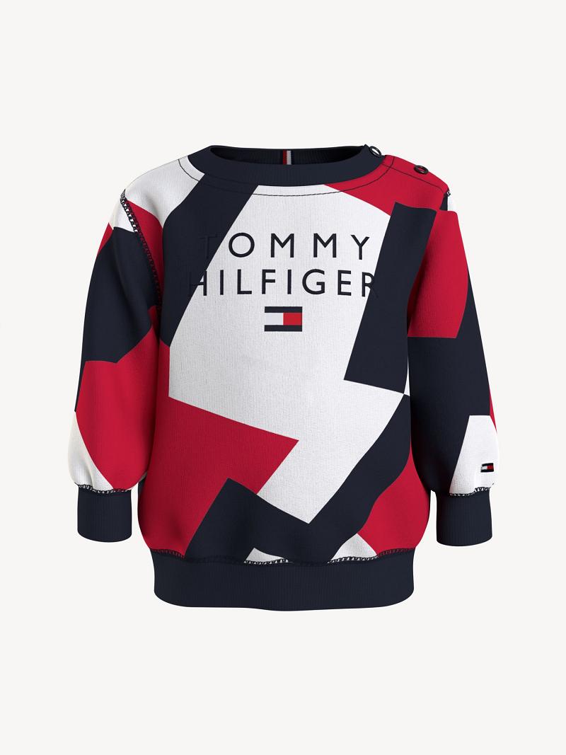 Lány Tommy Hilfiger Babies\' Jigsaw Pulóverek Piros | HU 1871QMA